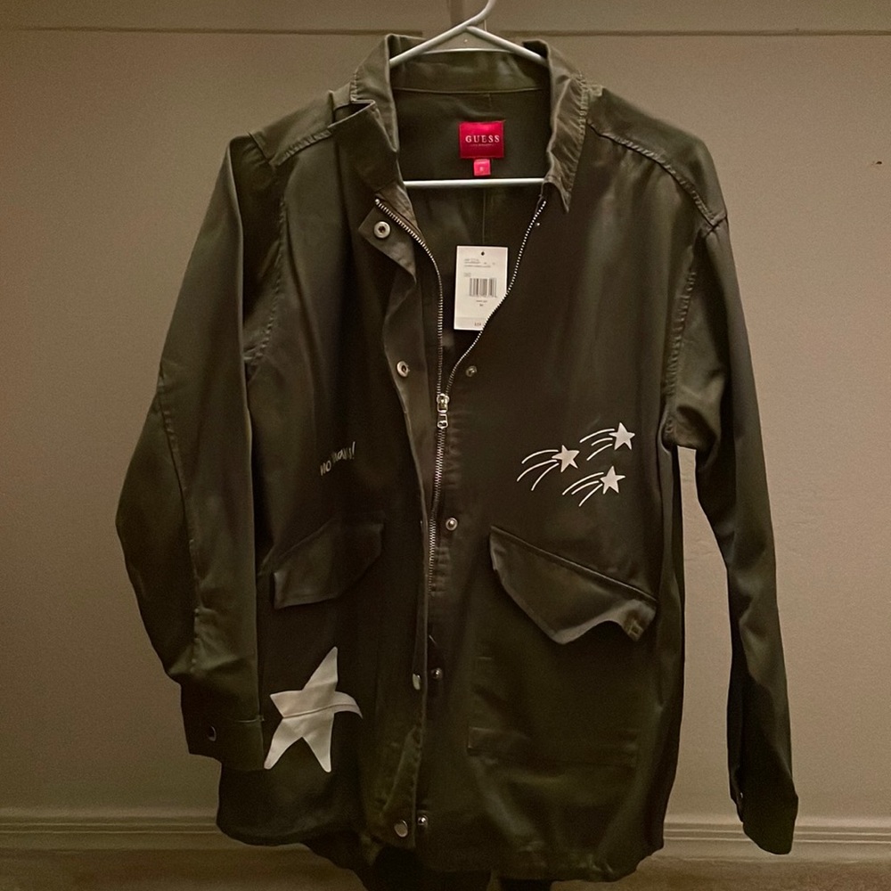 Guess green cargo jacket nwt